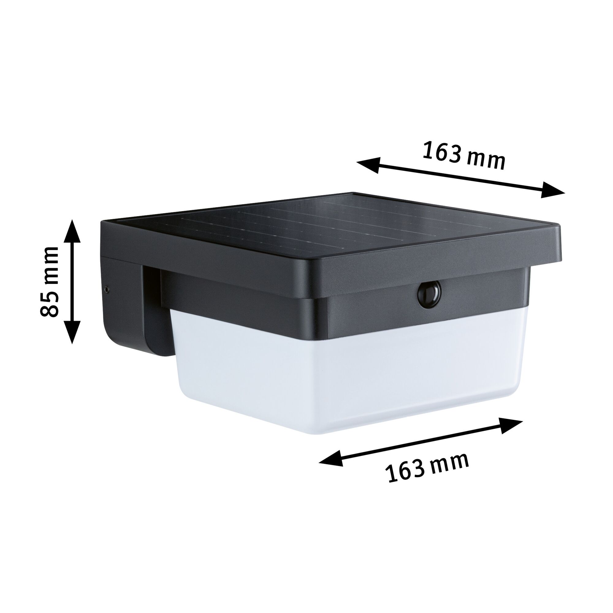 Hybrid Applique d'extérieur LED Isleen House 230V + Solaire IP44 carré 163x163mm 3000K 2,3W 230lm 230V Noir