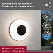 Applique d'extérieur LED Aureva IP65 rond 220mm 2200 - 4000K 20,5W 1730lm 230V Anthracite/Blanc Polycarbonate