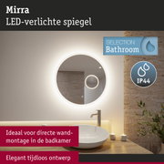 Ronde LED-verlichte badkamerspiegel Mirra met IP44 bescherming voor directe wandmontage