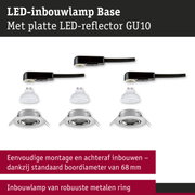 LED-inbouwlamp Base met platte LED-reflector GU10 en robuuste metalen ring in zilver