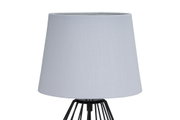 Lampe de table avec abat-jour en tissu blanc et structure métallique noire pour intérieur moderne