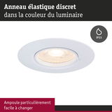 Spot encastré blanc avec anneau élastique discret et indice IP23, ampoule facile à changer