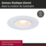 Spot encastré blanc avec anneau élastique discret et indice IP23, ampoule facile à changer