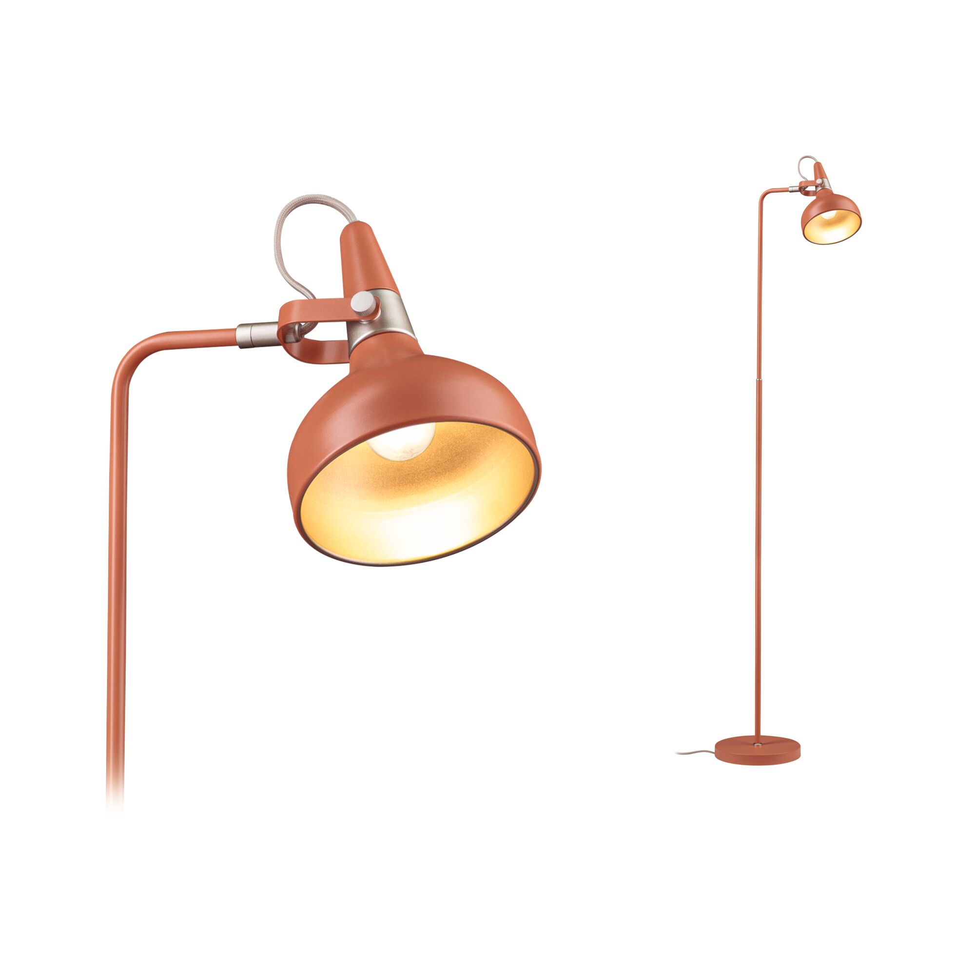 Lampadaire Juna Style E14 max. 20W Peach Métal Lampadaire de lecture en métal orange avec abat-jour réglable pour éclairage salon