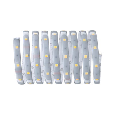 Bande LED flexible avec revêtement en silicone transparent et LED jaunes pour un éclairage polyvalent.
