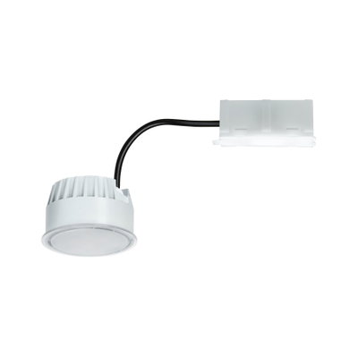 Compact white LED recessed spotlight with black cable and white connector for modern lighting