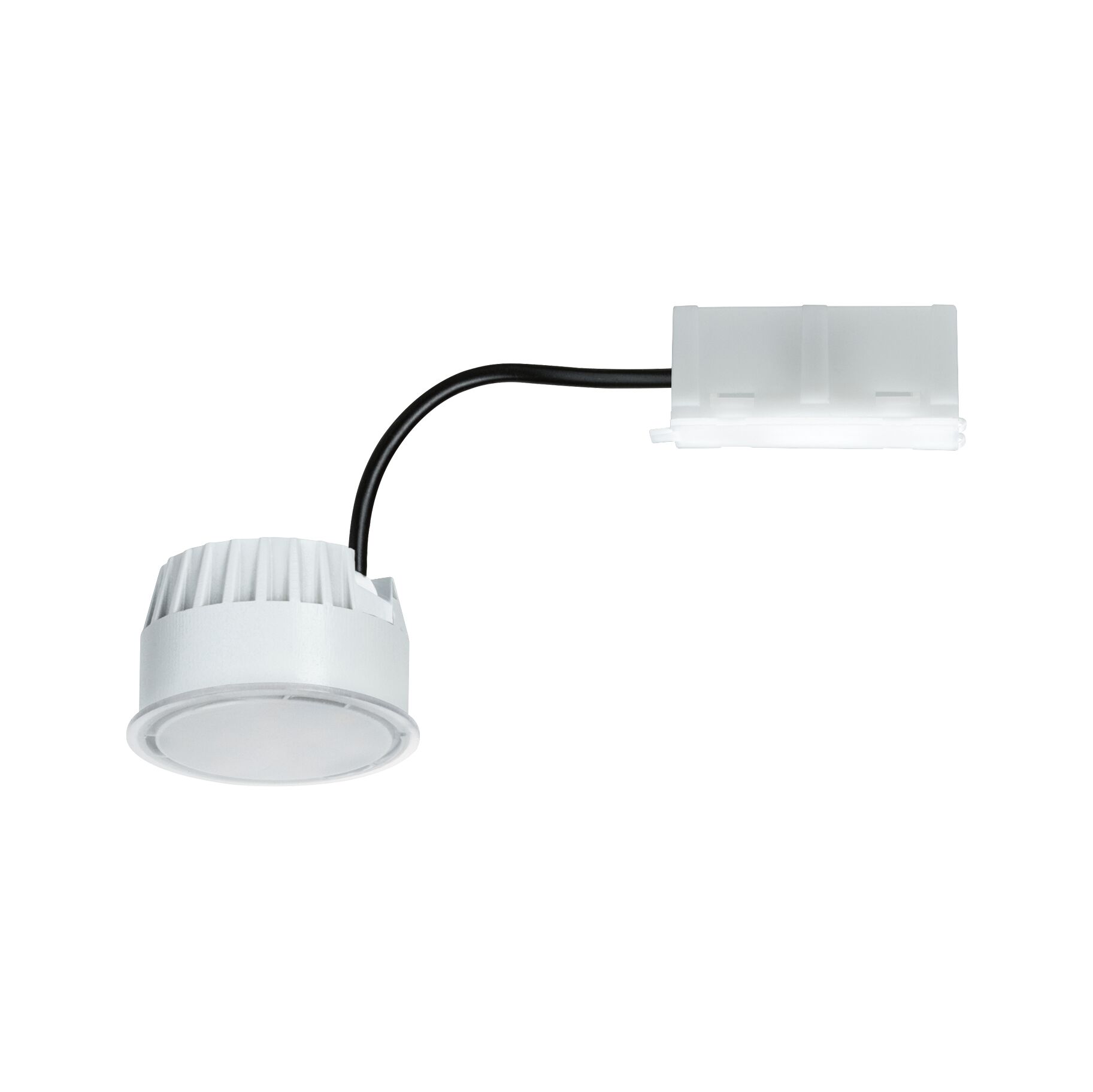 Spot encastré modulaire LED 3-Step-Dim Base Coin rond 50mm Coin 5W 370lm 230V gradable 3000K Opale Spot encastré LED blanc compact avec câble noir et connecteur blanc pour éclairage moderne