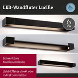 Schwarzer LED-Wandfluter Lucille aus Aluminium mit IP44 Schutz und einstellbaren Licht-Effekten