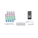 RGB LED strip with remote control and white power supply for versatile indoor color lighting