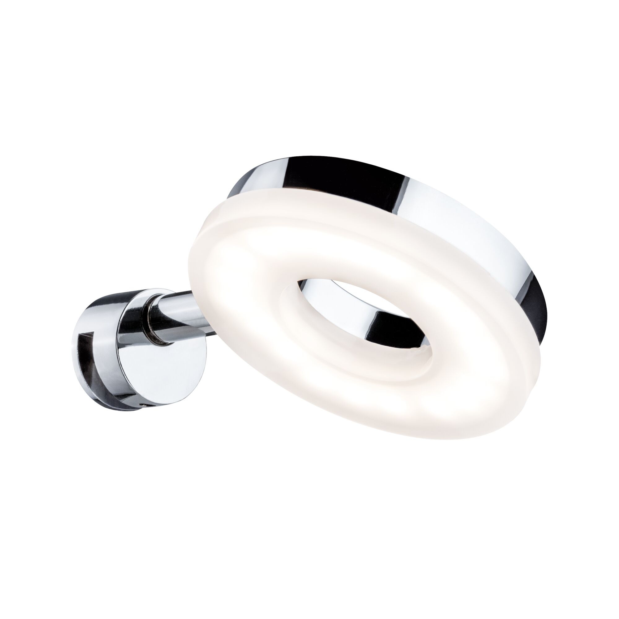 LED-spiegellamp Becrux 3000K 336lm 230V 4W Chroom Ronde LED-wandlamp van chroom met witte verlichte ring voor moderne verlichting