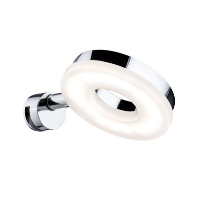 Applique murale LED ronde en chrome avec anneau lumineux blanc pour intérieur moderne