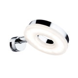 Round chrome LED wall light with white glowing ring for modern home lighting