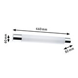 Weißer LED-Wandaufbauleuchte mit Chromenden, 440 mm lang, moderne Innenbeleuchtung