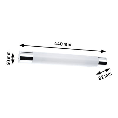 Weißer LED-Wandaufbauleuchte mit Chromenden, 440 mm lang, moderne Innenbeleuchtung
