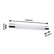 Applique murale LED blanche avec extrémités chromées, 440 mm de long, éclairage intérieur moderne