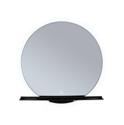 Miroir mural rond avec étagère noire et éclairage LED pour décoration intérieure moderne