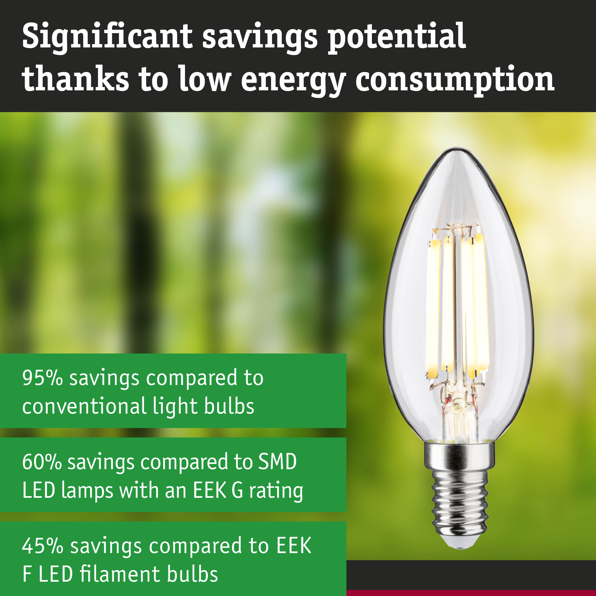 Energy-saving LED candle bulb with clear glass and silver base, ultra efficient lighting