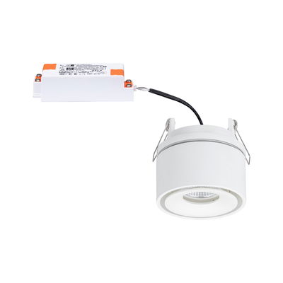 White LED recessed spotlight with separate power supply, round aluminum indoor lighting fixture