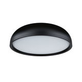 Runde Deckenleuchte aus schwarzem Metall mit weißem Diffusor für moderne Innenbeleuchtung