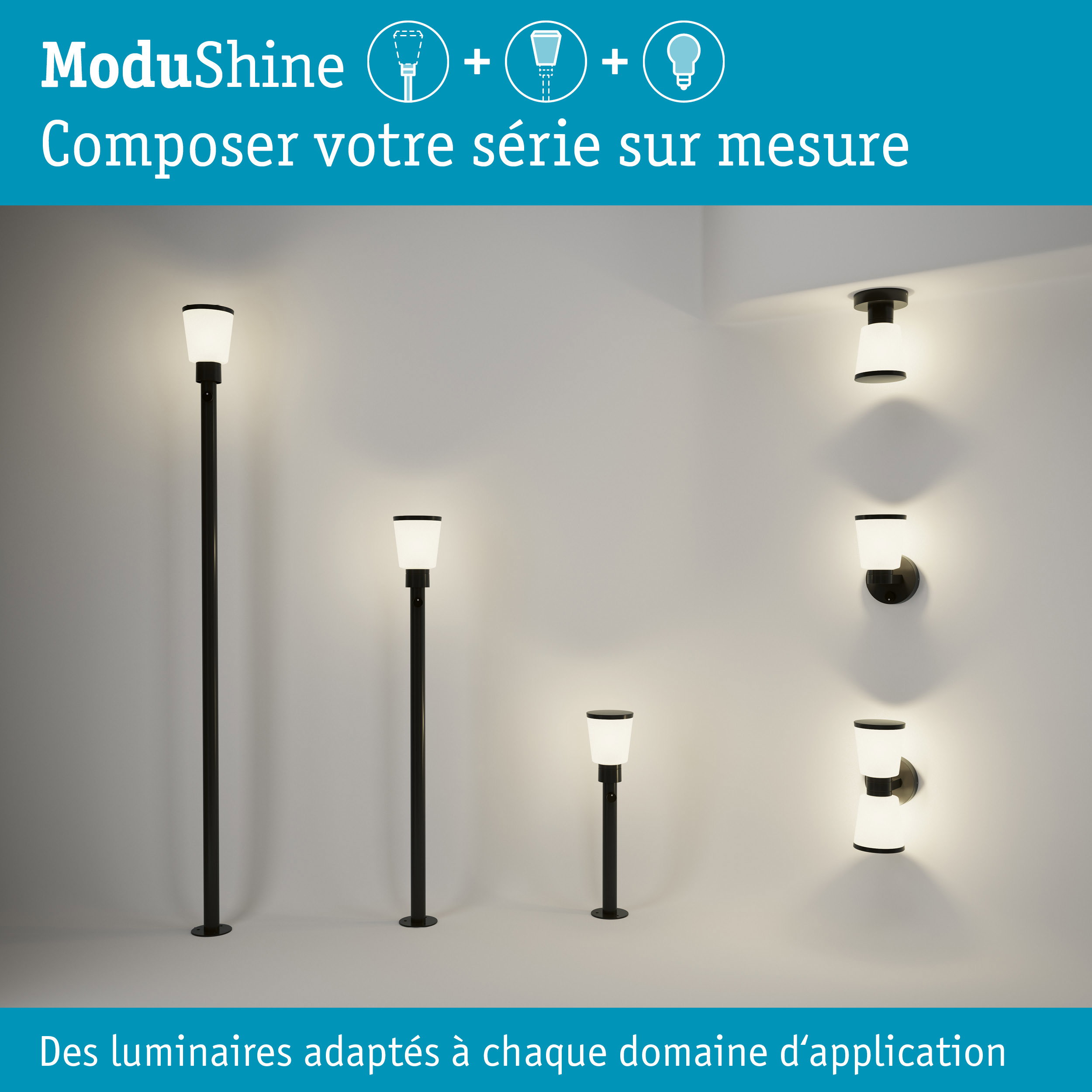 ModuShine Abat-jour Marento IP44 cylindrique Anthracite/Blanc