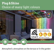 RGB LED string lights in multiple colours for terrace and garden with smart control and Zigbee gateway