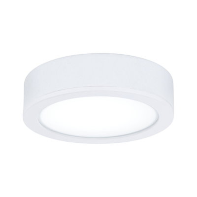 Round white LED ceiling light made of plastic with diffused light for modern interiors