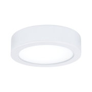Round white LED ceiling light made of plastic with diffused light for modern interiors