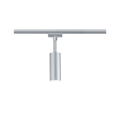 Moderne zilveren metalen LED-spot op railsysteem voor flexibele kamerverlichting