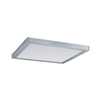 Square LED ceiling light in silver aluminum with white diffuser for modern interior lighting