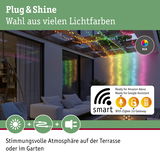 Bunte RGB-Lichterkette an Terrasse mit smart Steuerung für Alexa und Google Assistant, stimmungsvolle Gartenbeleuchtung