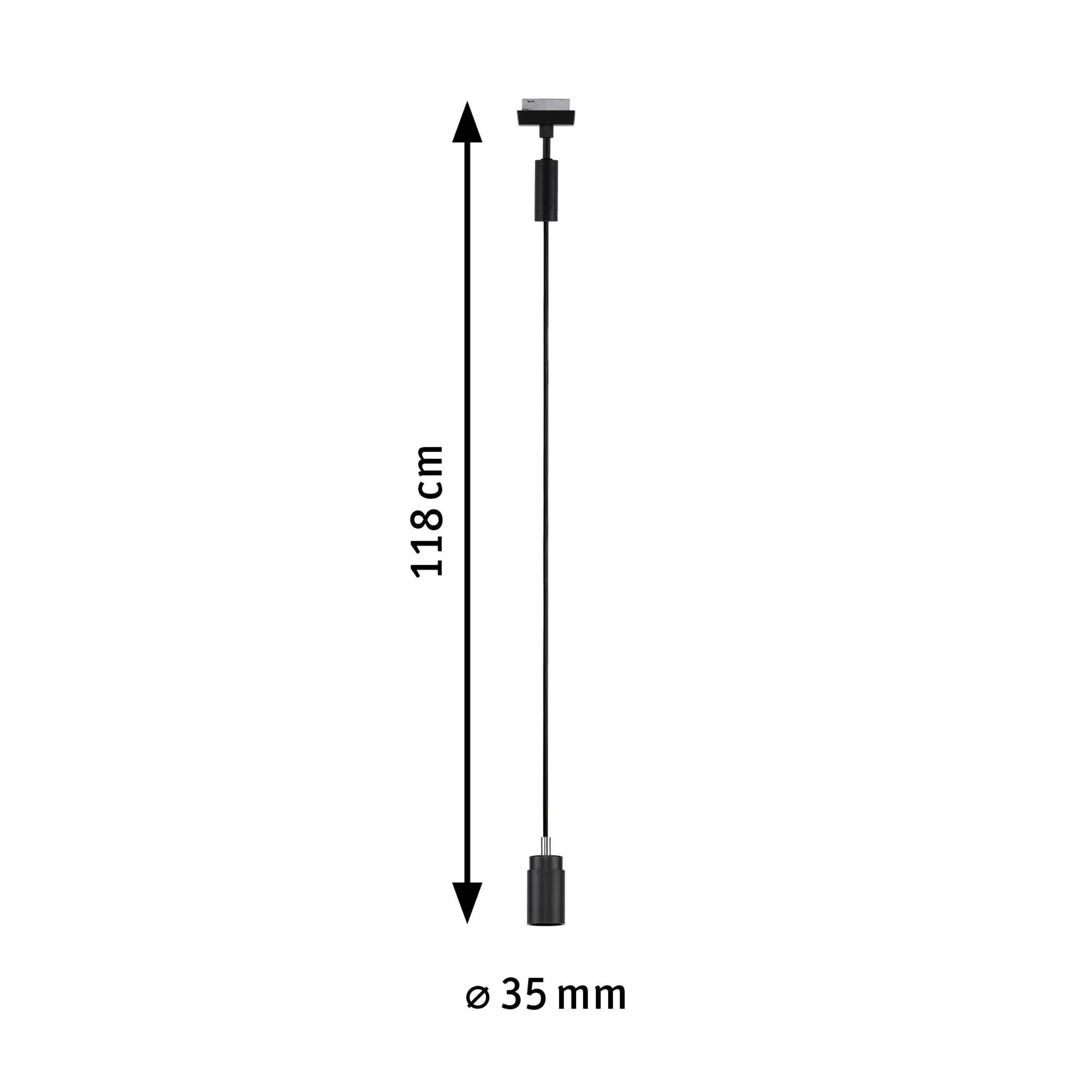 Sort LED-tilslutningskabel 118 cm lang med 35 mm diameter til moderne belysningssystemer