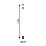 Sort LED-tilslutningskabel 118 cm lang med 35 mm diameter til moderne belysningssystemer