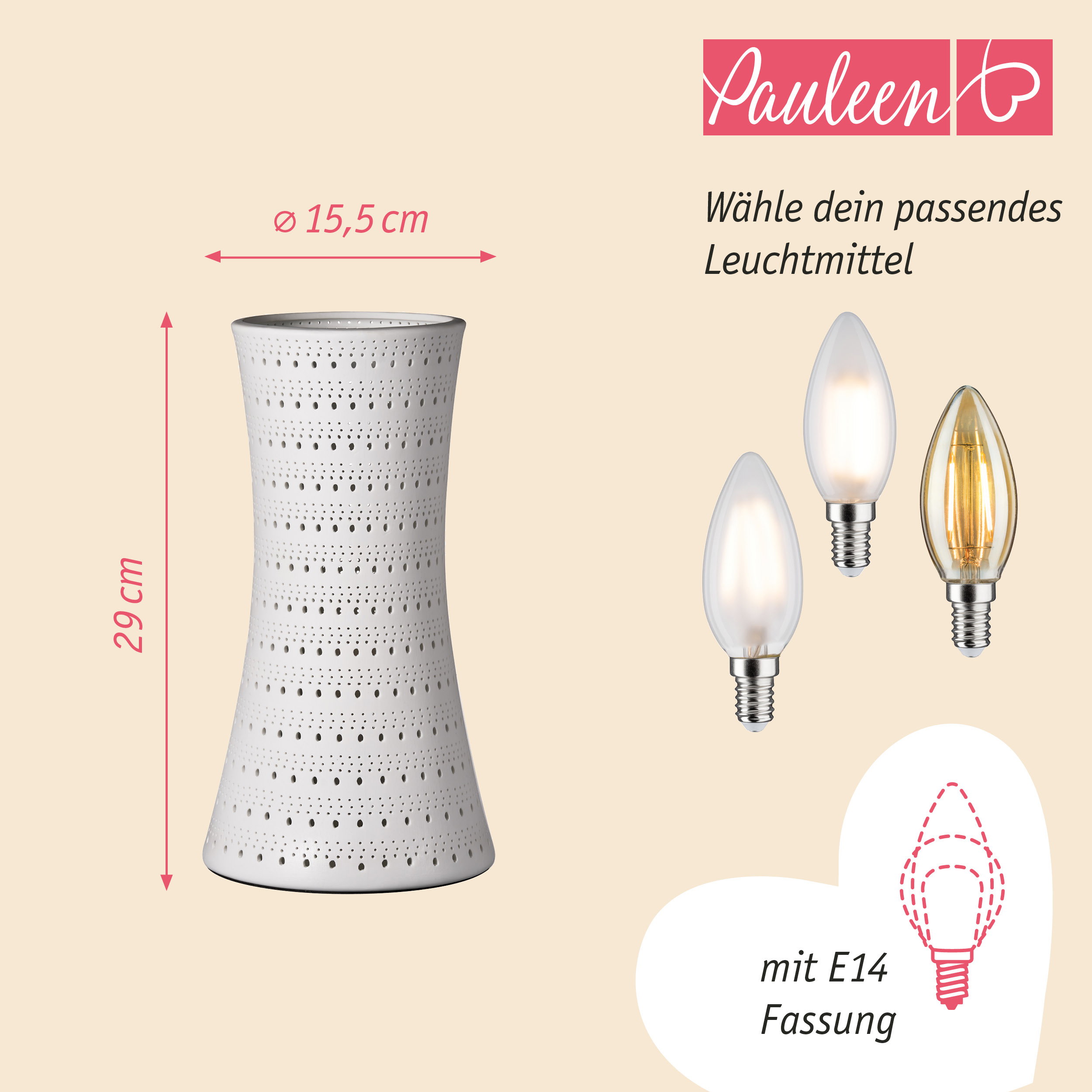 Paulmann Pauleen Tischleuchte Dreamy Sunkiss E14 max. 20W Weiß matt