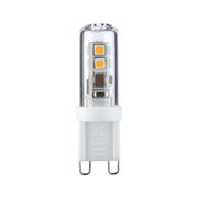Kleine G9 LED-lamp met helder glas en witte kunststofvoet voor energiezuinige verlichting