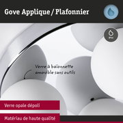 Plafonnier blanc Gove en verre opale dépoli avec protection IP44 pour pièces humides