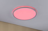Plafonnier LED rond avec lumière rouge et cadre gris pour espaces de vie modernes