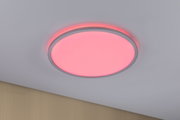 Runde LED-Deckenleuchte mit rotem Licht und silbernem Aluminiumrahmen für moderne Wohnräume
