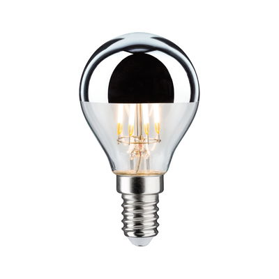 LED bulb with silver mirror cap and E14 base for energy-efficient lighting solutions