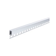 Profil en aluminium blanc avec bord perforé pour montage de bande LED et guidage de lumière