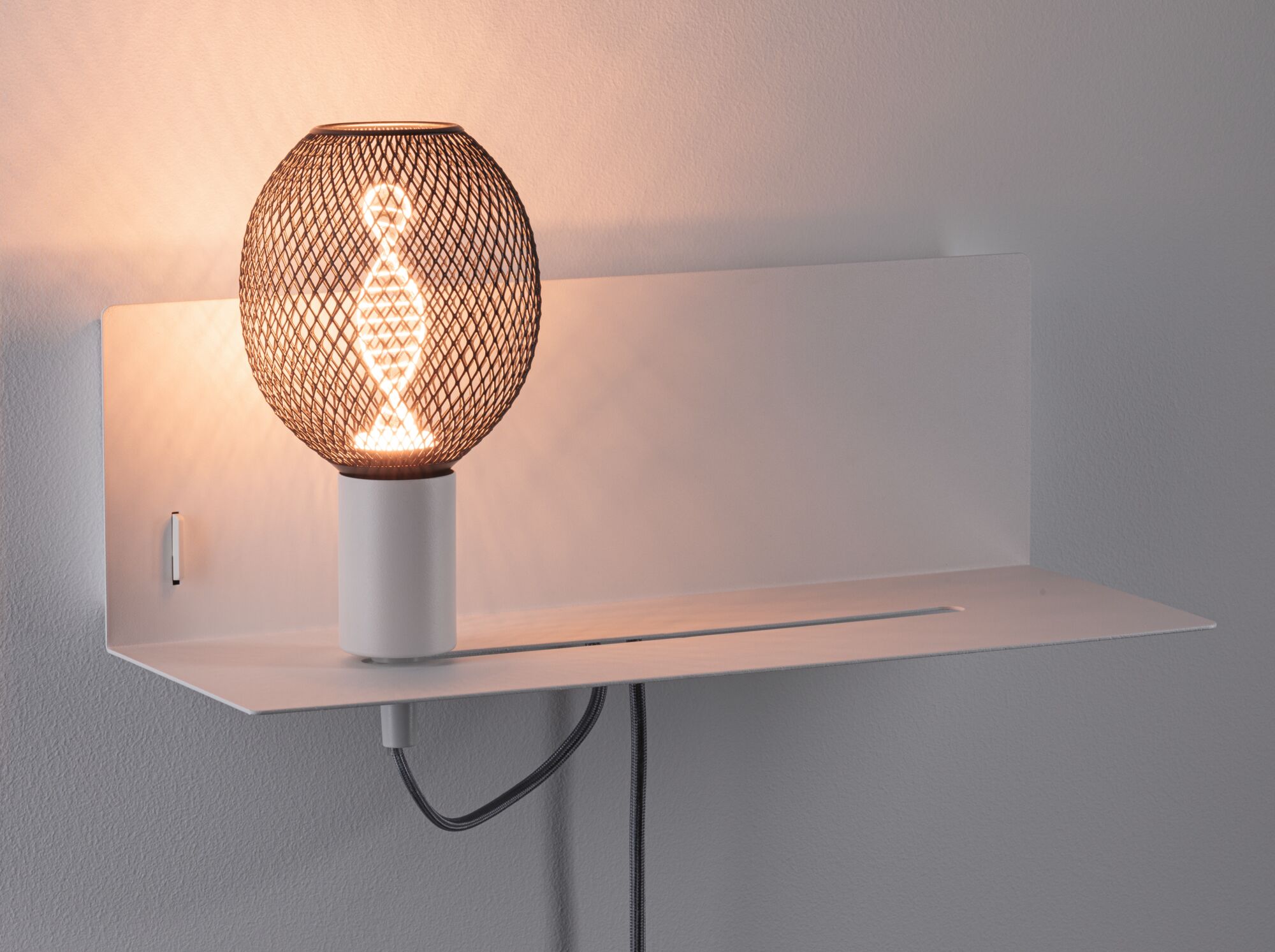 Wall luminaire Devara USB C E27 230V max. 40W dimmable Matt white