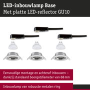 LED-inbouwlamp Base met platte LED-reflector GU10 en robuuste metalen ring in zilver