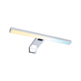 Applique miroir LED moderne en aluminium argenté avec lumière blanc chaud et froid pour salle de bain