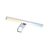 Applique miroir LED moderne en aluminium argenté avec lumière blanc chaud et froid pour salle de bain