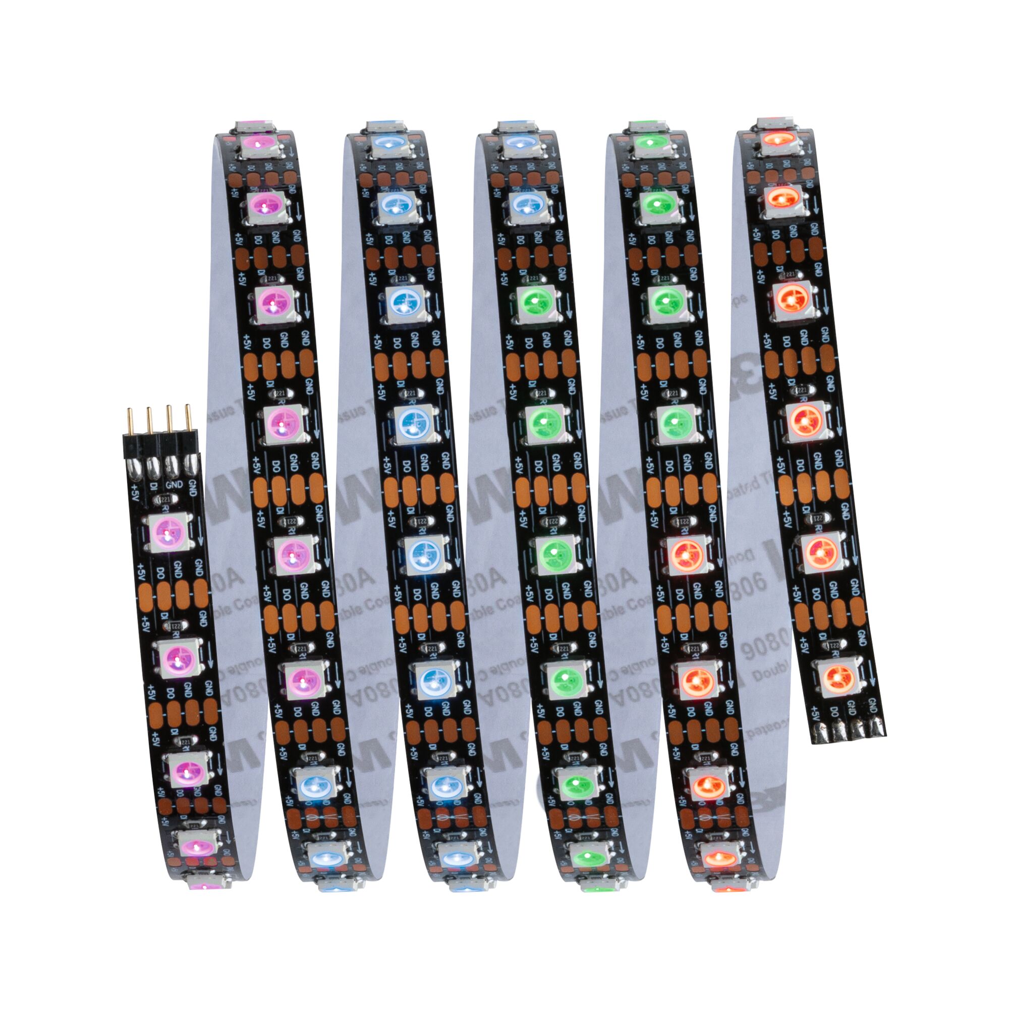 Bandes LED colorées avec circuit imprimé noir flexible et LED multicolores pour éclairage décoratif