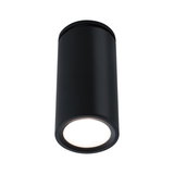 Black cylindrical metal ceiling light with warm white LED for modern indoor lighting solutions