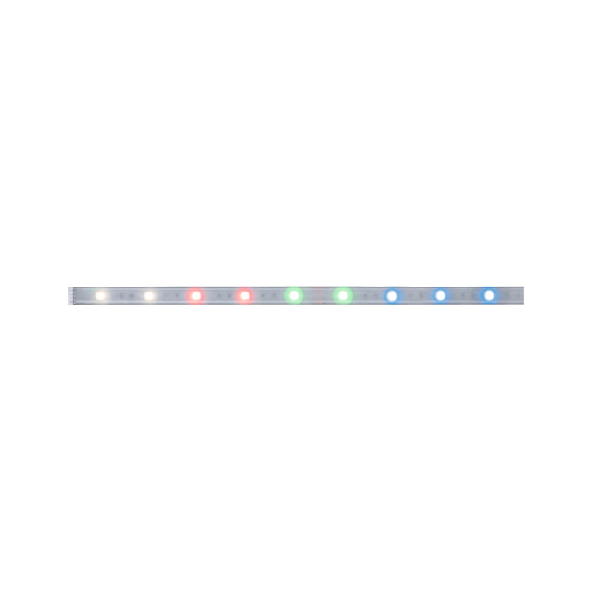 LED light strip with multicolored LEDs in white, red, green, and blue for decorative lighting