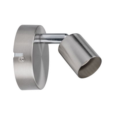 Modern LED wall spotlight in brushed stainless steel silver for focused lighting