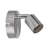 Modern LED wall spotlight in brushed stainless steel silver for focused lighting