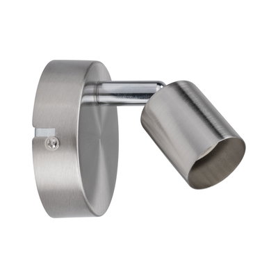 Modern LED wall spotlight in brushed stainless steel silver for focused lighting