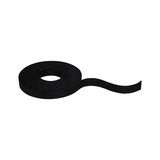 Black textile tape made of durable material, perfect for cable management and fastening.